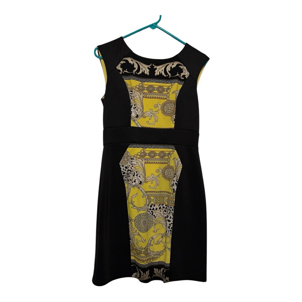 Chic Black and Yellow Patterned Dress